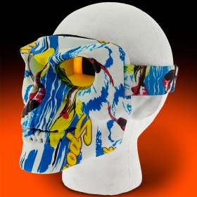 V3 Full Face Graffiti Skull Mask - White Graffiti Side View